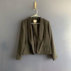 Decree Womens Black Open Front Blazer Career